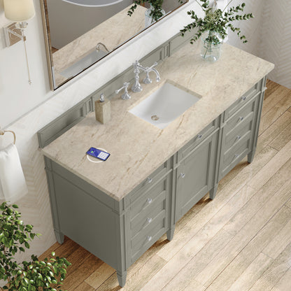 James Martin Vanities Brittany 60" Urban Gray Single Vanity With 3 CM Tajnar Eclos Top and FreePower Wireless Charger