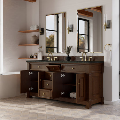 James Martin Vanities Brookfield 72" Honey Oak Double Vanity With 3 CM Phantome Eclos Top