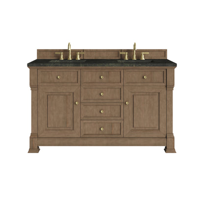 James Martin Vanities Brookfield 60" Pecan Double Vanity With 3 CM Phantome Eclos Top