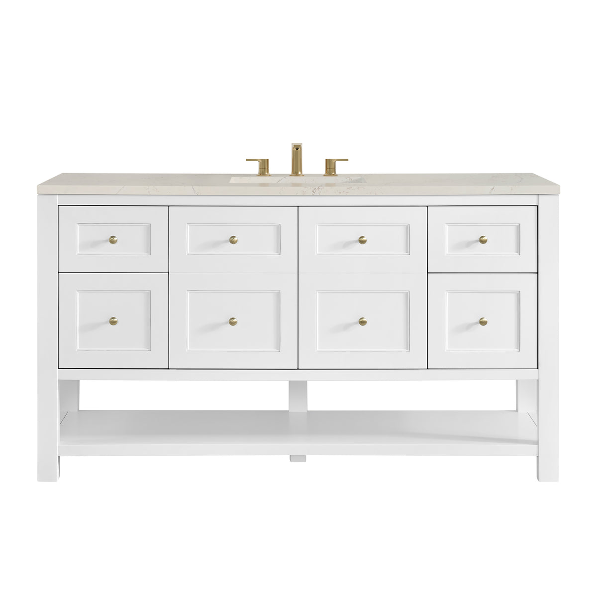 James Martin Vanities Breckenridge 60" Bright White Single Vanity With 3cm Siberian Silestone Top and FreePower Wireless Charger