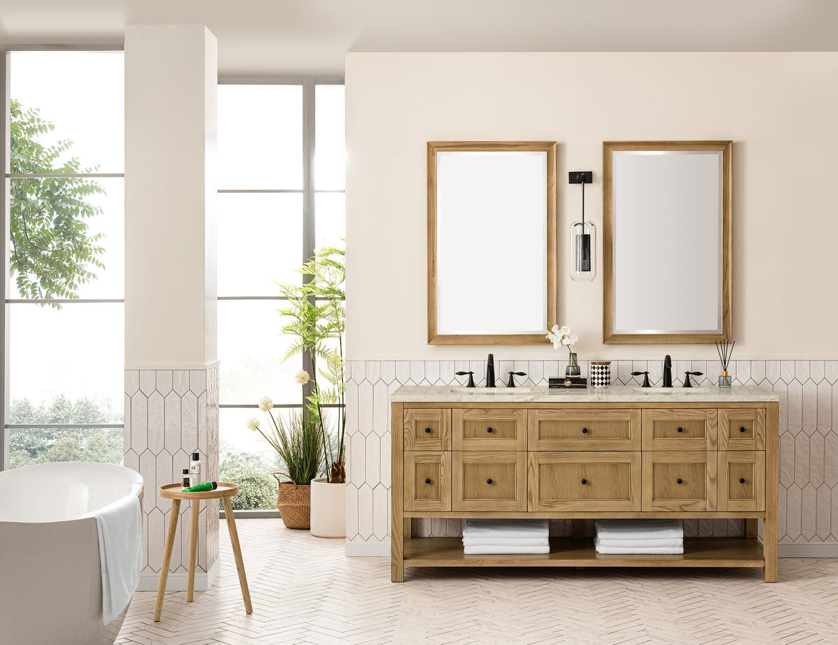 James Martin Vanities Breckenridge 72" Light Natural Oak Double Vanity With 3cm Tajnar Eclos Top