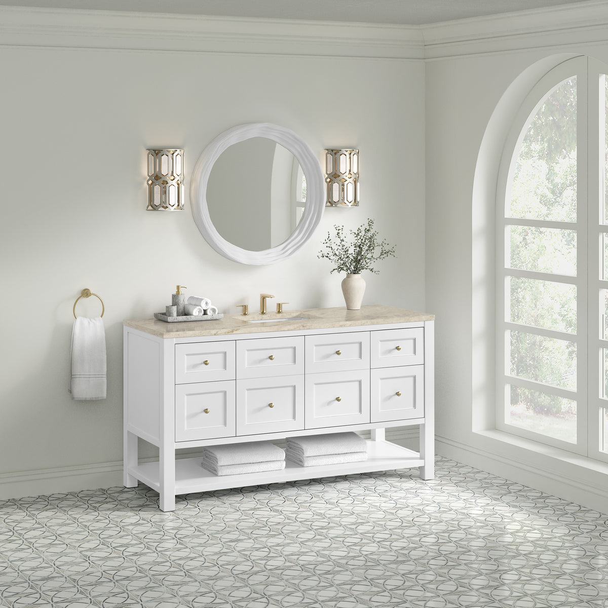 James Martin Vanities Breckenridge 60" Bright White Single Vanity With 3cm Tajnar Eclos Top