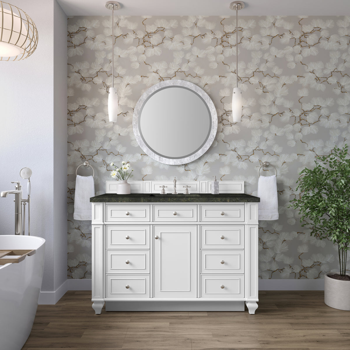 James Martin Vanities Bristol 48" Bright White Single Vanity With 3 CM Phantome Eclos Top