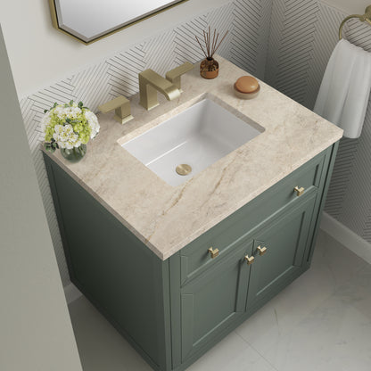 James Martin Vanities Chicago 30" Smokey Celadon Single Vanity With 3 CM Tajnar Eclos Top