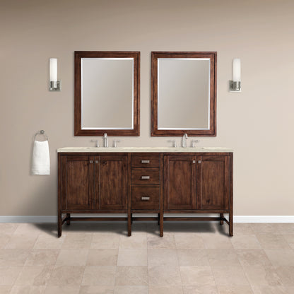 James Martin Vanities Addison 72" Mid-Century Acacia Double Vanity With 3 CM Tajnar Eclos Top
