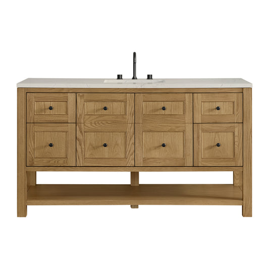 James Martin Vanities Breckenridge 60" Light Natural Oak Single Vanity With 3cm Siberian Silestone Top