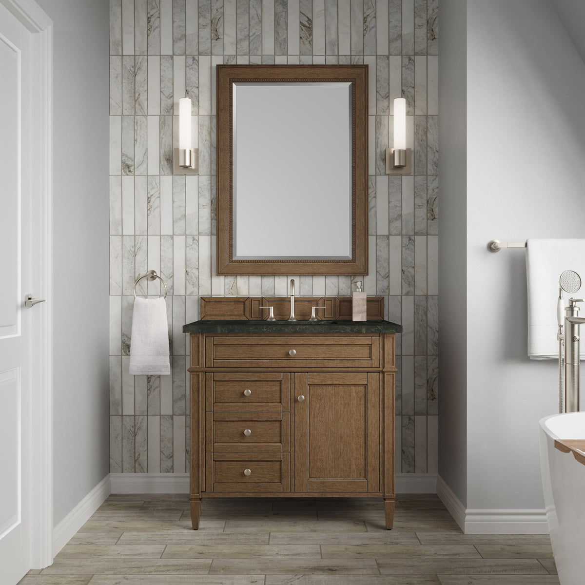 James Martin Vanities Brittany 36" Saddle Brown Single Vanity With 3 CM Phantome Eclos Top
