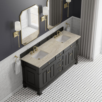 James Martin Vanities Brookfield 72" Black Onyx Double Vanity With 3 CM Tajnar Eclos Top