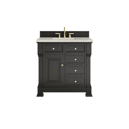 James Martin Vanities Brookfield 36" Black Onyx Single Vanity With 3 CM Siberian Silestone Top