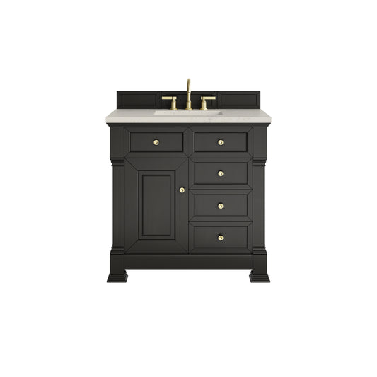 James Martin Vanities Brookfield 36" Black Onyx Single Vanity With 3 CM Siberian Silestone Top