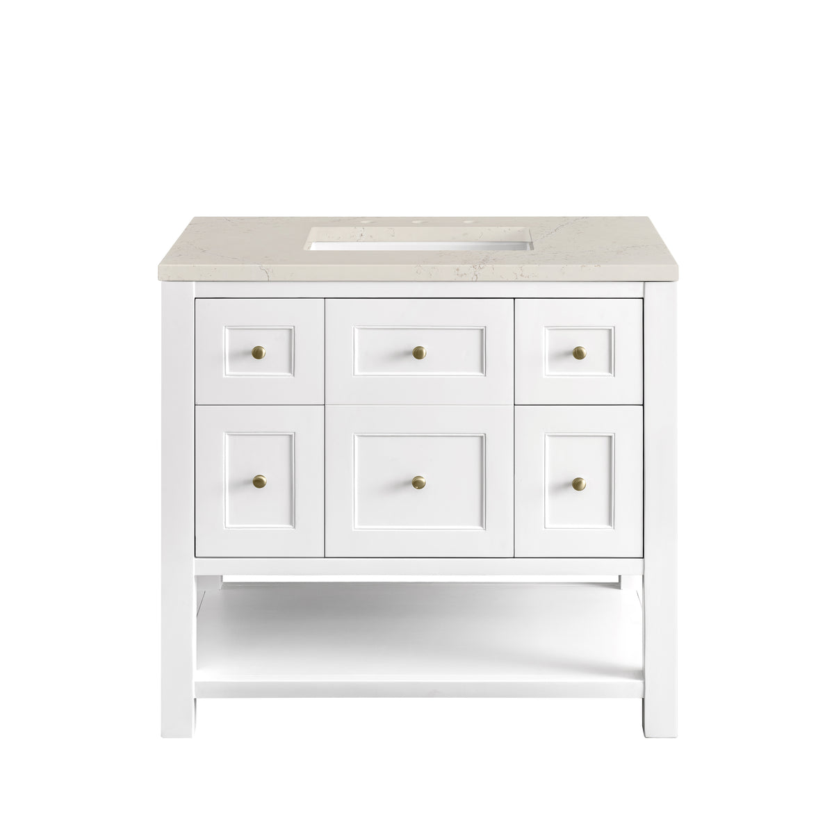 James Martin Vanities Breckenridge 36" Bright White Single Vanity With 3cm Siberian Silestone Top