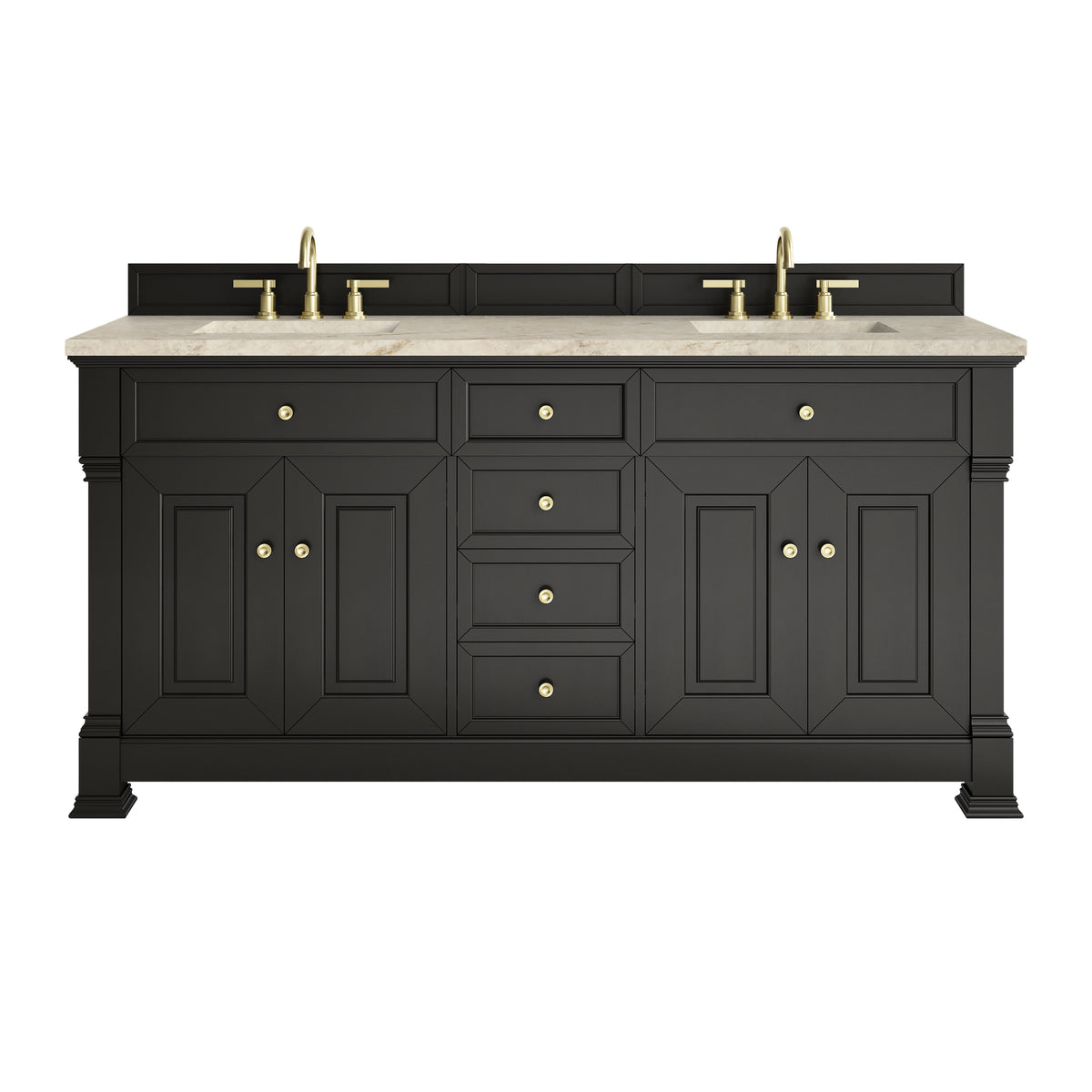 James Martin Vanities Brookfield 72" Black Onyx Double Vanity With 3 CM Tajnar Eclos Top