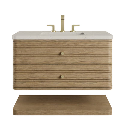 James Martin Vanities Allamari 36" Dune Mist Single Vanity With 3 CM Siberian Silestone Top