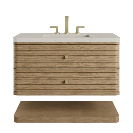 James Martin Vanities Allamari 36" Dune Mist Single Vanity With 3 CM Siberian Silestone Top