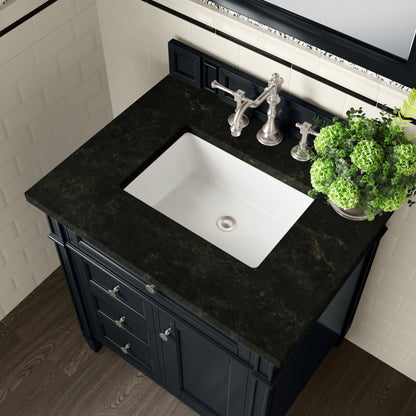 James Martin Vanities Brittany 30" Black Onyx Single Vanity With 3 CM Phantome Eclos Top