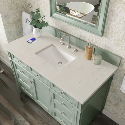 James Martin Vanities Brittany 48" Sage Green Single Vanity With 3 CM Siberian Silestone Top and FreePower Wireless Charger