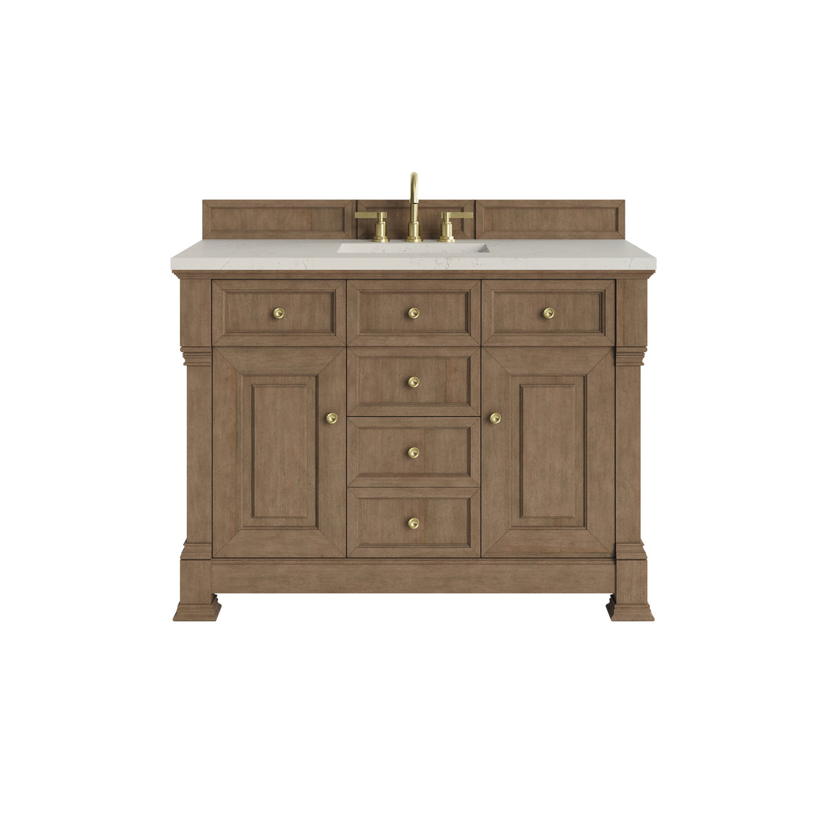 James Martin Vanities Brookfield 48" Pecan Single Vanity With 3 CM Siberian Silestone Top and FreePower Wireless Charger