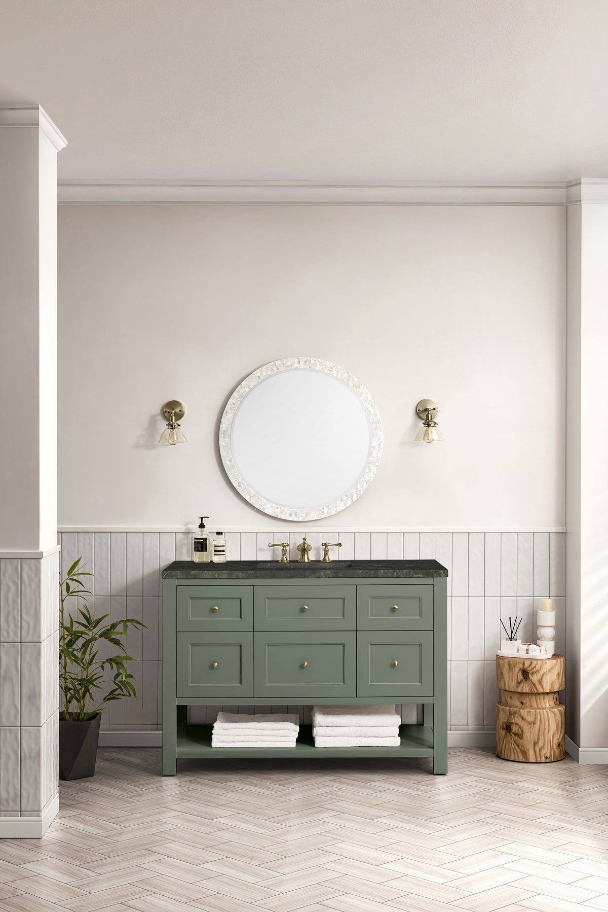 James Martin Vanities Breckenridge 48" Smokey Celadon Single Vanity With 3cm Phantome Eclos Top
