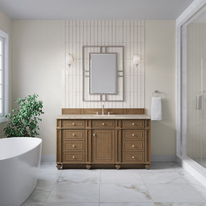 James Martin Vanities Bristol 60" Saddle Brown Single Vanity With 3 CM Tajnar Eclos Top