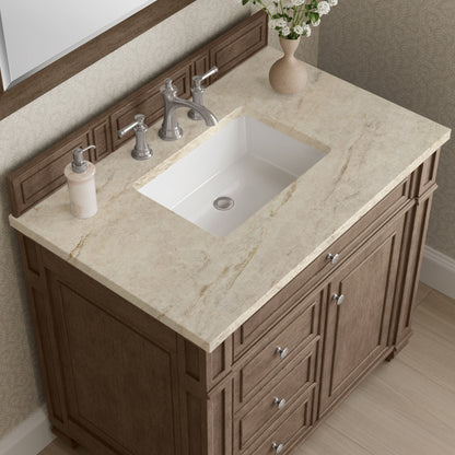 James Martin Vanities Bristol 36" Whitewashed Walnut Single Vanity With 3 CM Tajnar Eclos Top