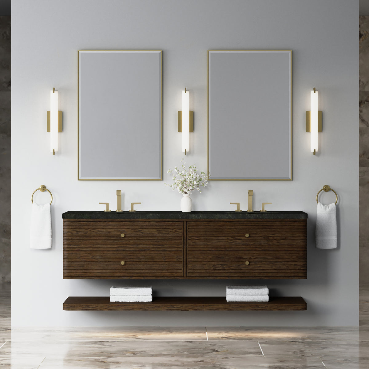 James Martin Vanities Allamari 72" Sable Double Vanity With 3 CM Phantome Eclos Top
