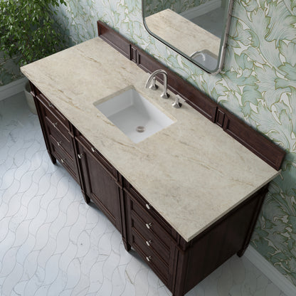James Martin Vanities Brittany 60" Burnished Mahogany Single Vanity With 3 CM Tajnar Eclos Top