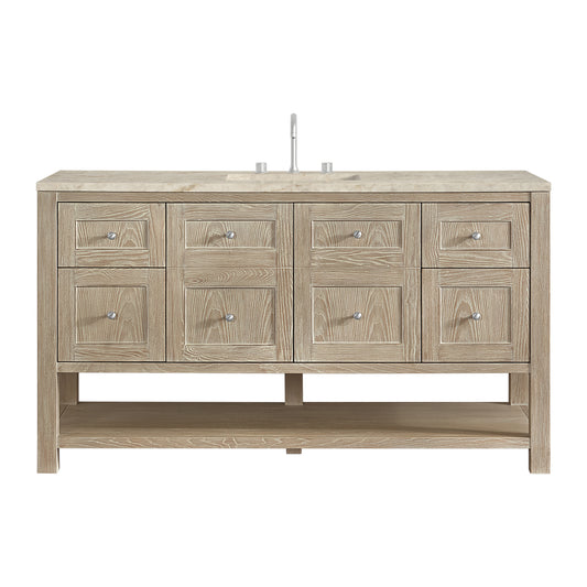 James Martin Vanities Breckenridge 60" Whitewashed Oak Single Vanity With 3cm Tajnar Eclos Top