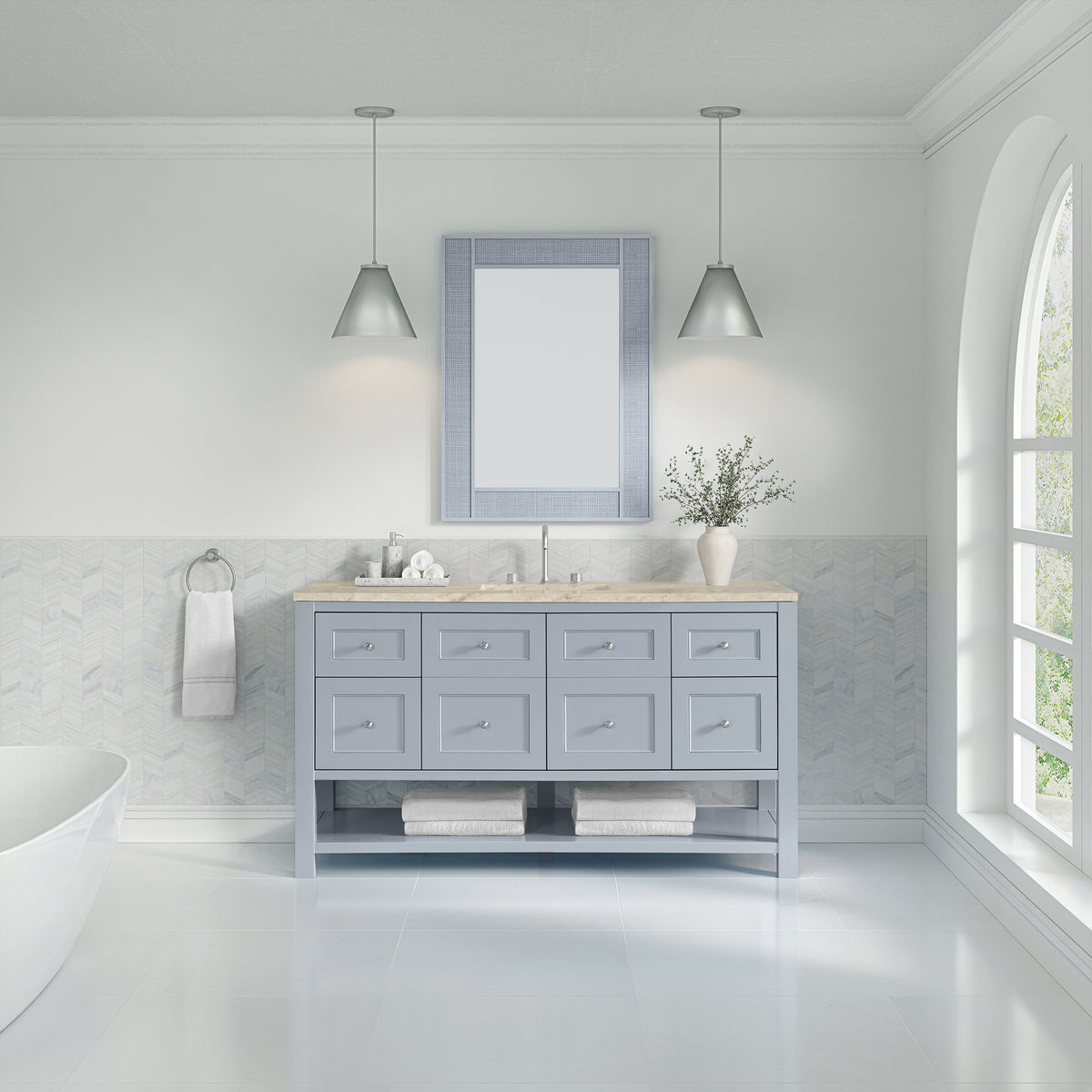 James Martin Vanities Breckenridge 60" Serenity Blue Single Vanity With 3cm Tajnar Eclos Top