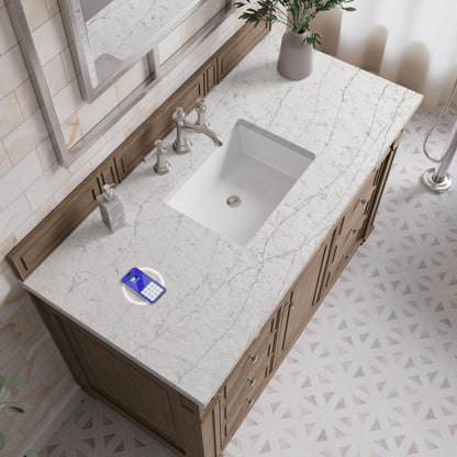 James Martin Vanities Bristol 48" Whitewashed Walnut Single Vanity With 3 CM Eternal Jasmine Pearl Silestone Top and FreePower Wireless Charger