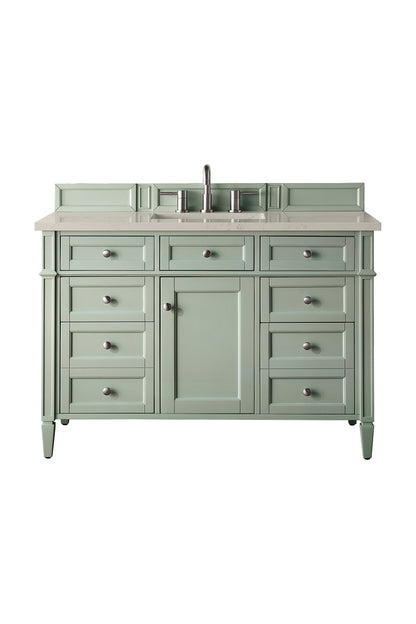James Martin Vanities Brittany 48" Sage Green Single Vanity With 3 CM Siberian Silestone Top