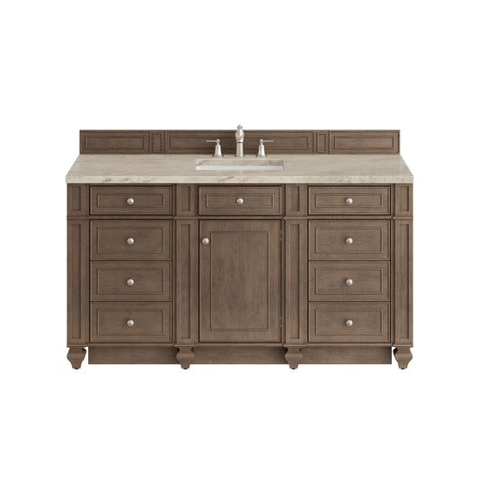 James Martin Vanities Bristol 60" Whitewashed Walnut Single Vanity With 3 CM Tajnar Eclos Top