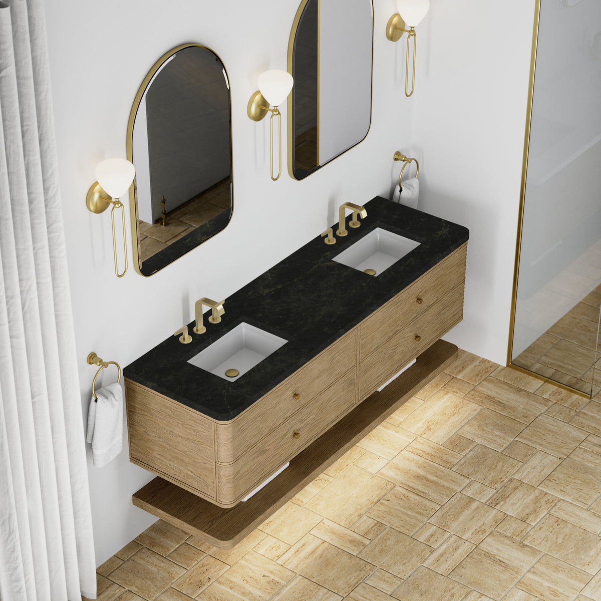 James Martin Vanities Allamari 72" Dune Mist Double Vanity With 3 CM Phantome Eclos Top
