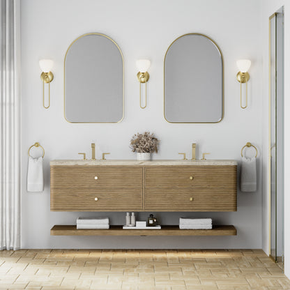 James Martin Vanities Allamari 72" Dune Mist Double Vanity With 3 CM Tajnar Eclos Top and FreePower Wireless Charger