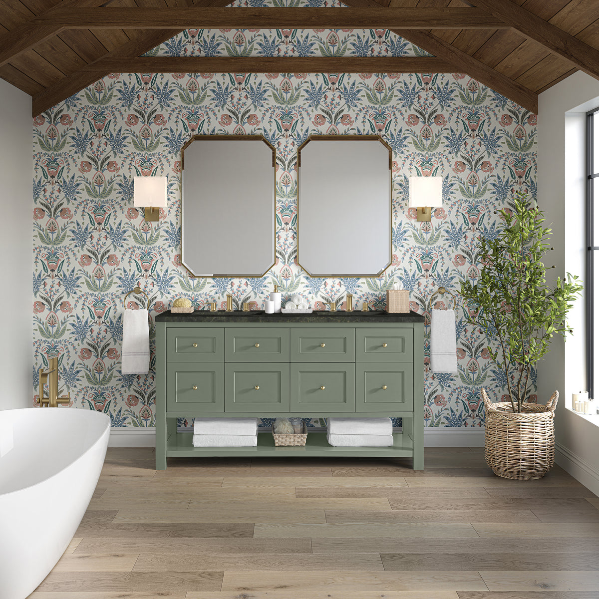 James Martin Vanities Breckenridge 60" Smokey Celadon Double Vanity With 3cm Phantome Eclos Top