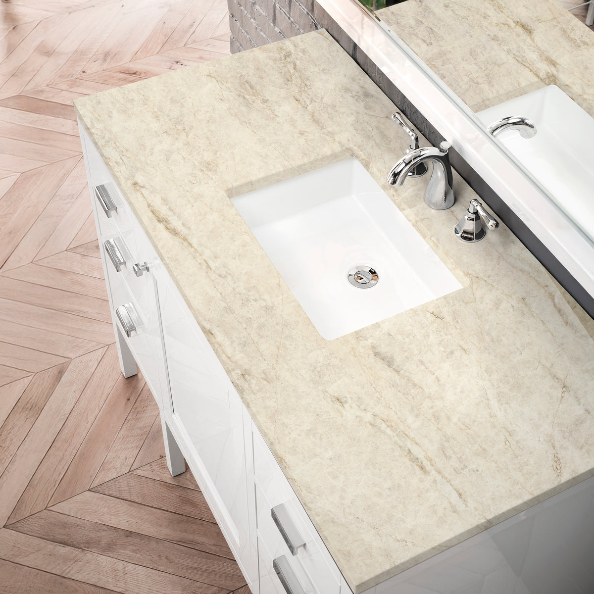 James Martin Vanities Addison 48" Glossy White Single Vanity With 3 CM Tajnar Eclos Top