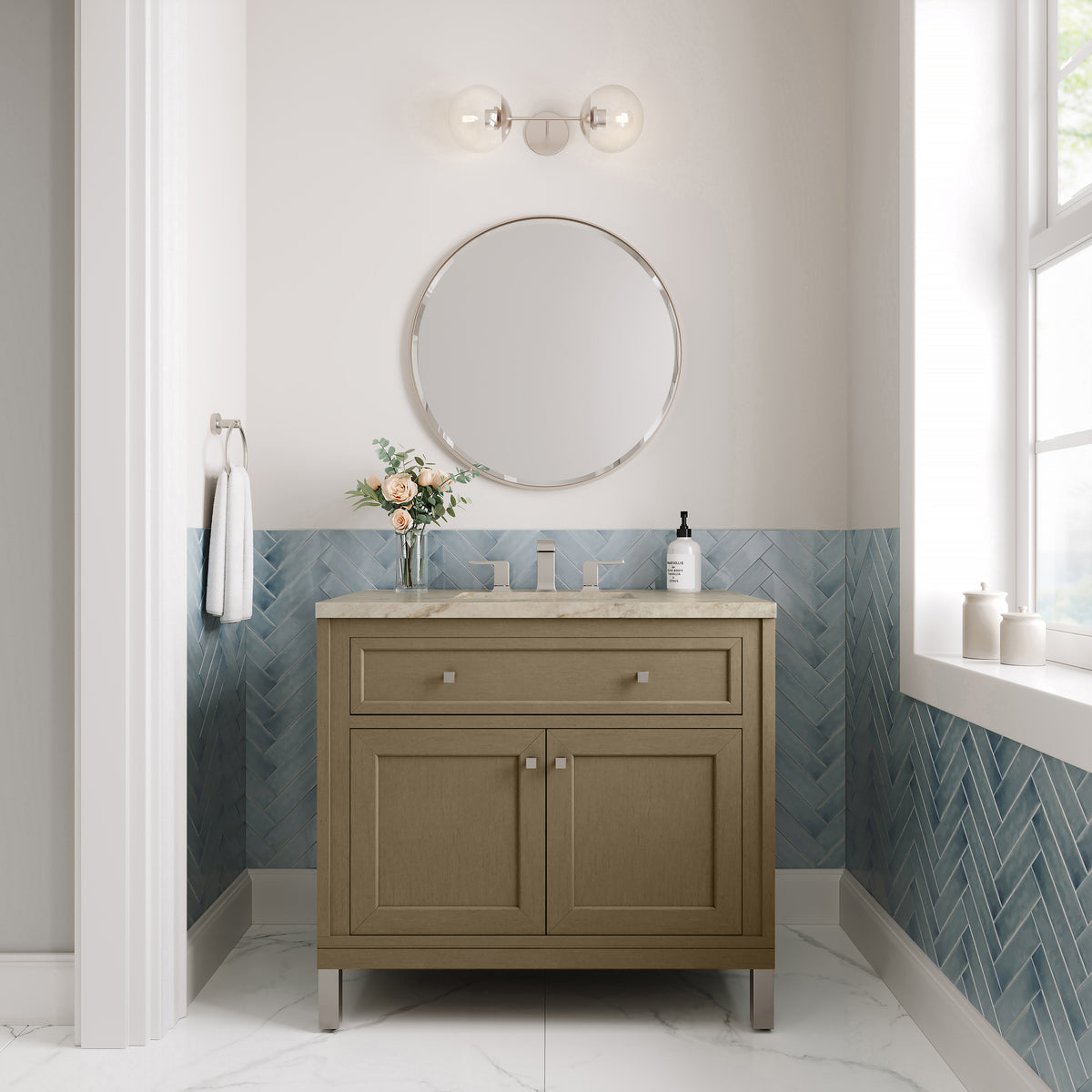 James Martin Vanities Chicago 36" Walnut Whisper Single Vanity With 3 CM Tajnar Eclos Top