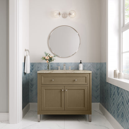 James Martin Vanities Chicago 36" Walnut Whisper Single Vanity With 3 CM Tajnar Eclos Top