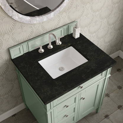 James Martin Vanities Brittany 30" Sage Green Single Vanity With 3 CM Phantome Eclos Top