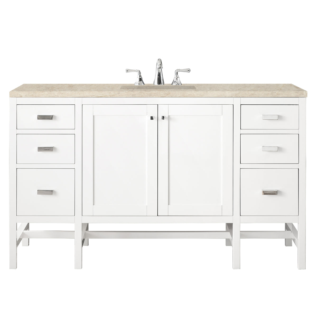 James Martin Vanities Addison 60" Glossy White Single Vanity With 3 CM Tajnar Eclos Top