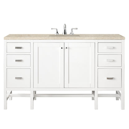 James Martin Vanities Addison 60" Glossy White Single Vanity With 3 CM Tajnar Eclos Top