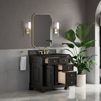 James Martin Vanities Brookfield 36" Black Onyx Single Vanity With 3 CM Phantome Eclos Top