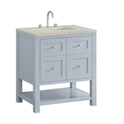 James Martin Vanities Breckenridge 30" Serenity Blue Single Vanity With 3cm Siberian Silestone Top