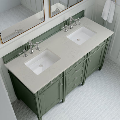 James Martin Vanities Brittany 60" Smokey Celadon Double Vanity With 3 CM Siberian Silestone Top