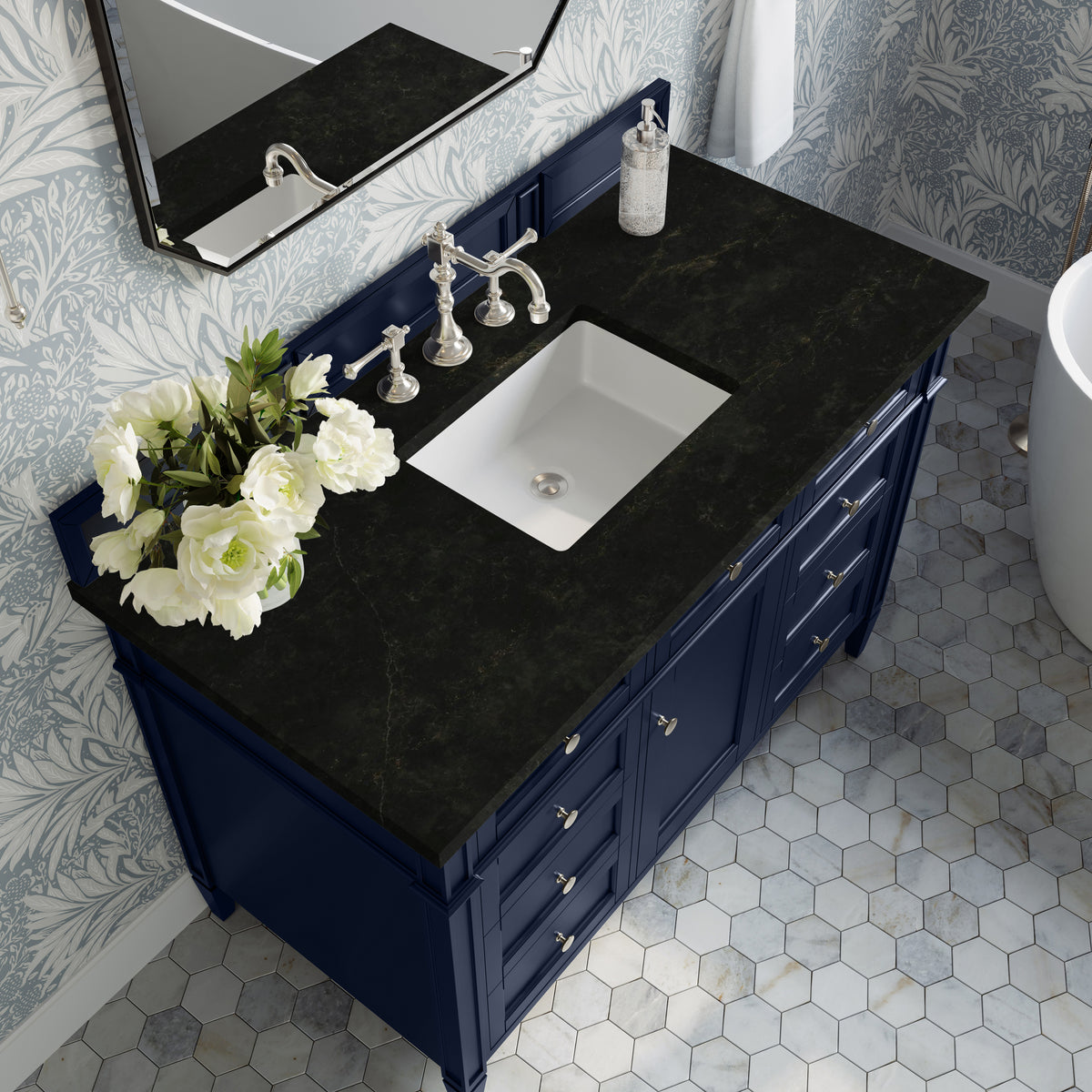 James Martin Vanities Brittany 48" Victory Blue Single Vanity With 3 CM Phantome Eclos Top