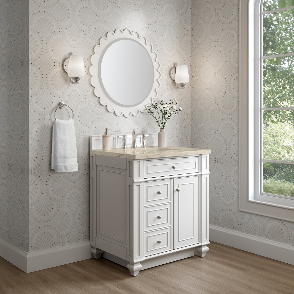 James Martin Vanities Bristol 30" Bright White Single Vanity With 3 CM Tajnar Eclos Top