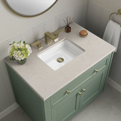 James Martin Vanities Chicago 36" Smokey Celadon Single Vanity With 3 CM Siberian Silestone Top