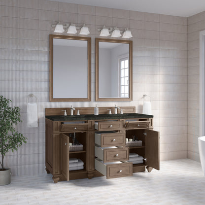 James Martin Vanities Bristol 60" Whitewashed Walnut Double Vanity With 3 CM Phantome Eclos Top