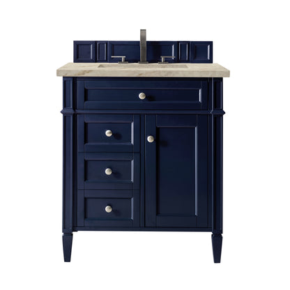 James Martin Vanities Brittany 30" Victory Blue Single Vanity With 3 CM Tajnar Eclos Top