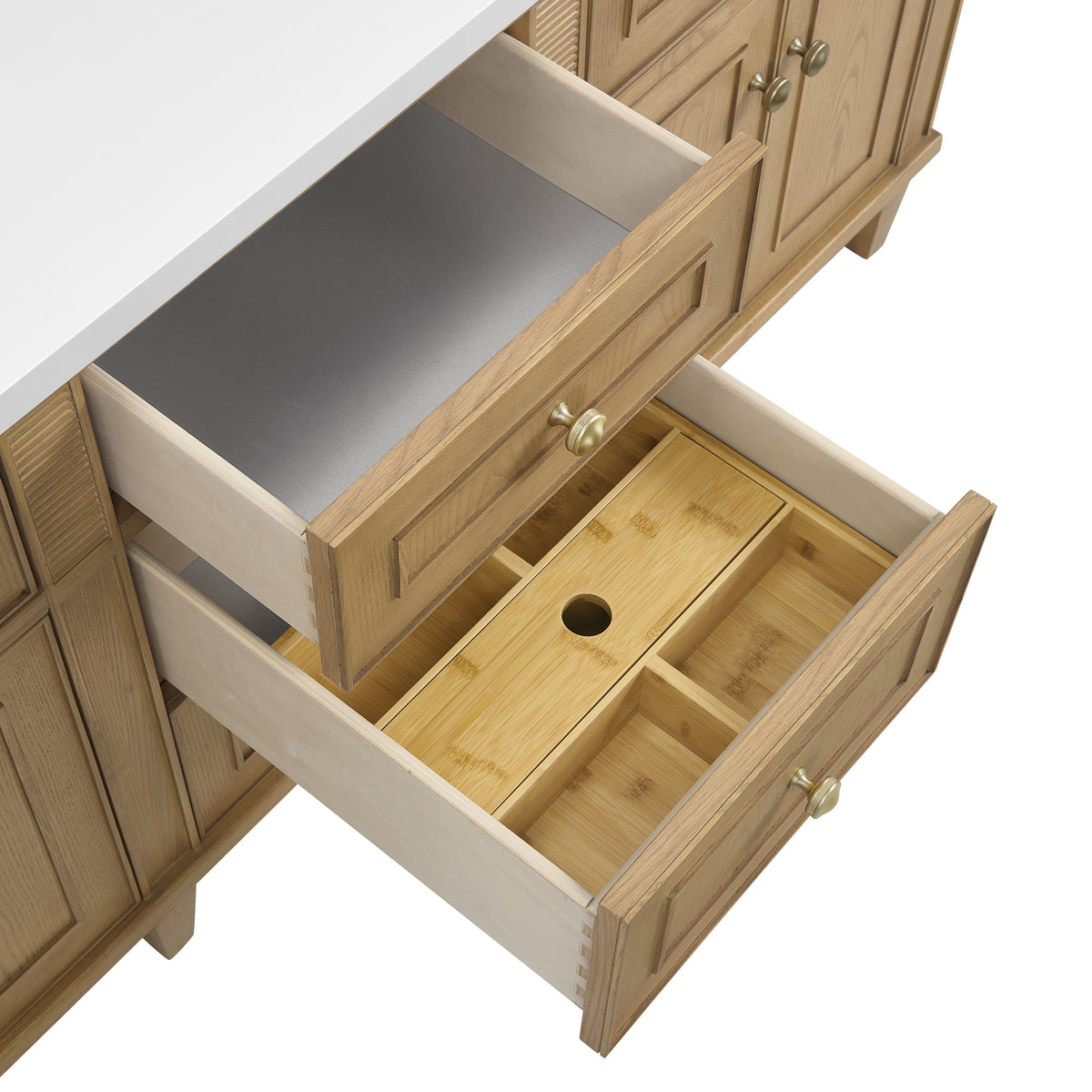 James Martin Vanities Lorelai 72" Light Natural Oak Double Vanity Light
