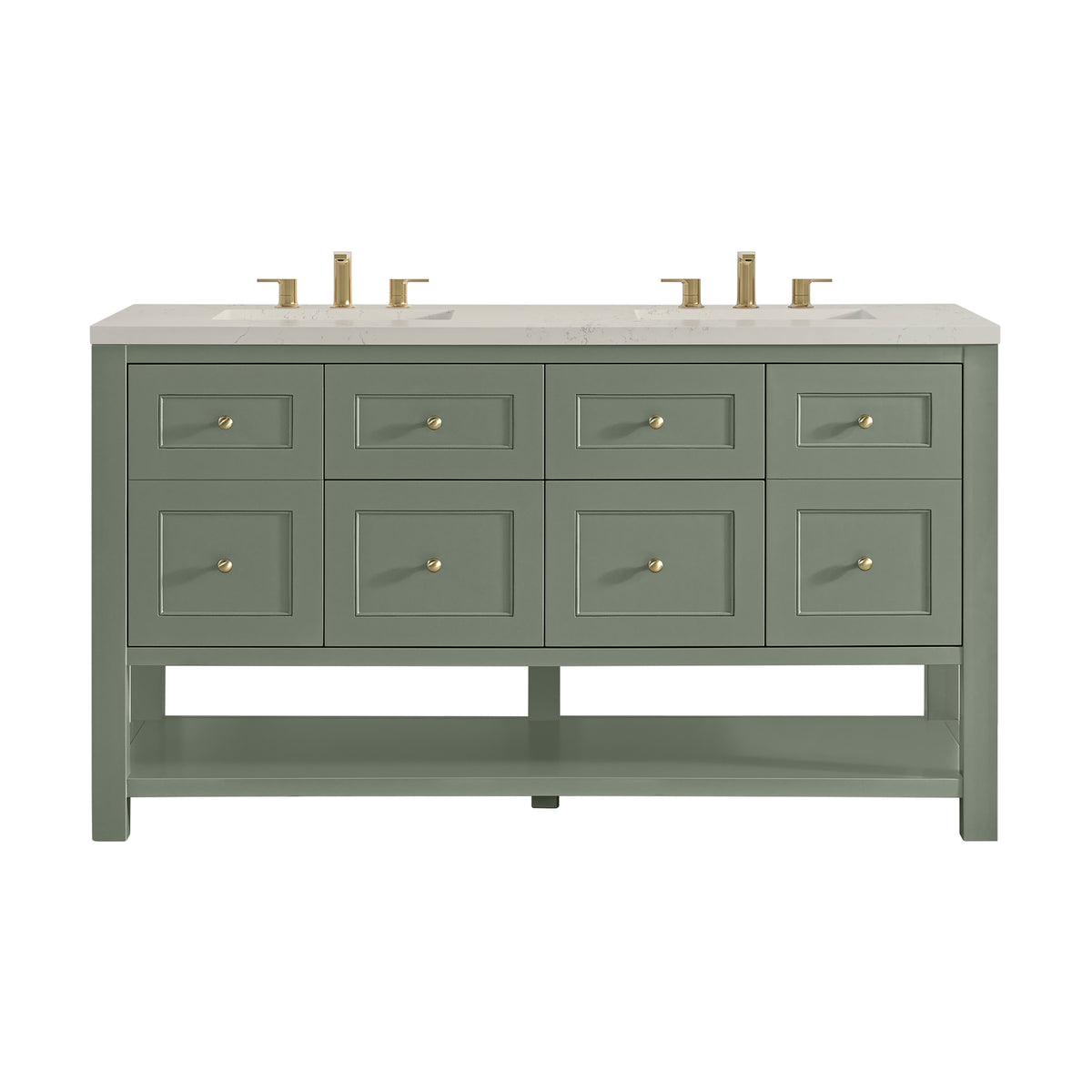 James Martin Vanities Breckenridge 60" Smokey Celadon Double Vanity With 3cm Siberian Silestone Top